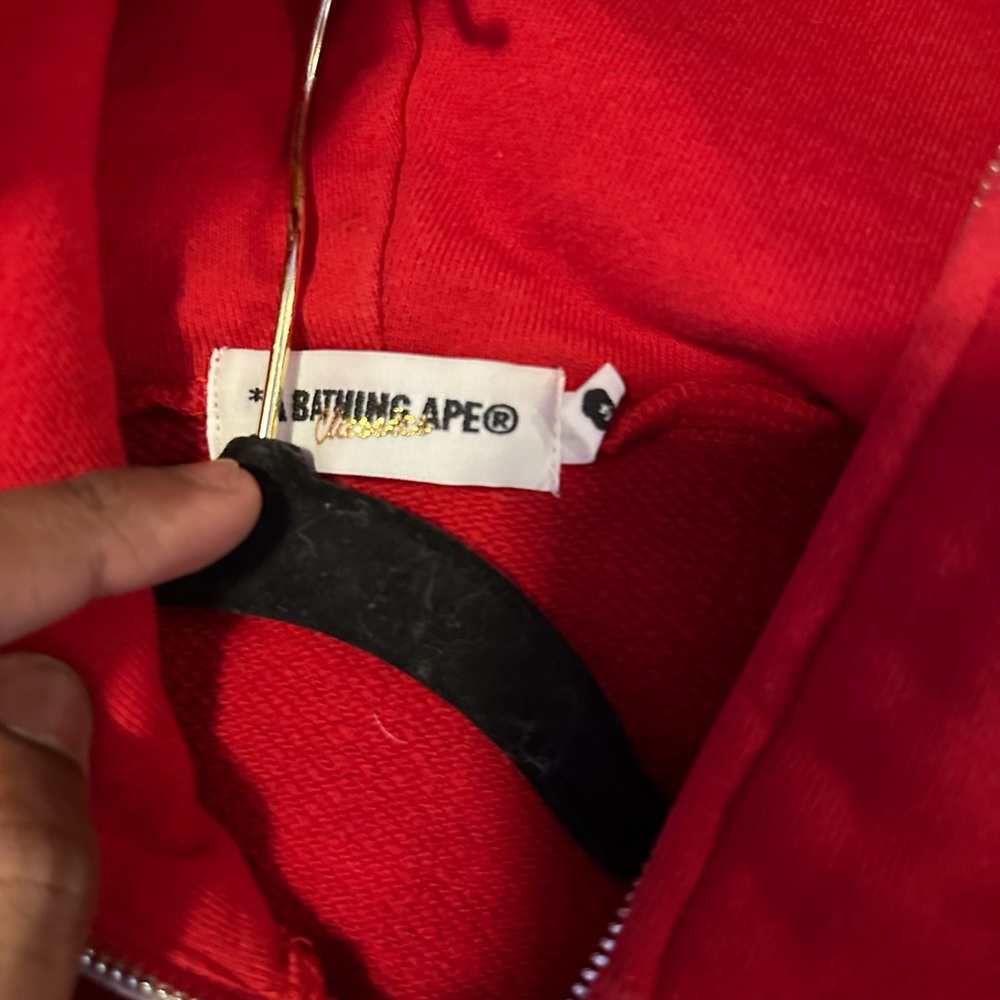 Bape Red and Grey Camo Zip Up Hoodie